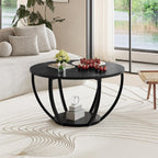 28" Round Coffee Table with Storage 2-Tier Wood