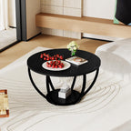 28" Round Coffee Table with Storage 2-Tier Wood