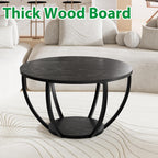 28" Round Coffee Table with Storage 2-Tier Wood