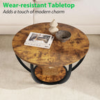 28" Round Coffee Table with Storage 2-Tier Wood