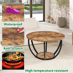 28" Round Coffee Table with Storage 2-Tier Wood