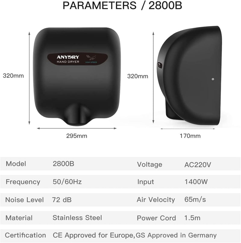2800b Commercial Hand Dryer for Toilets