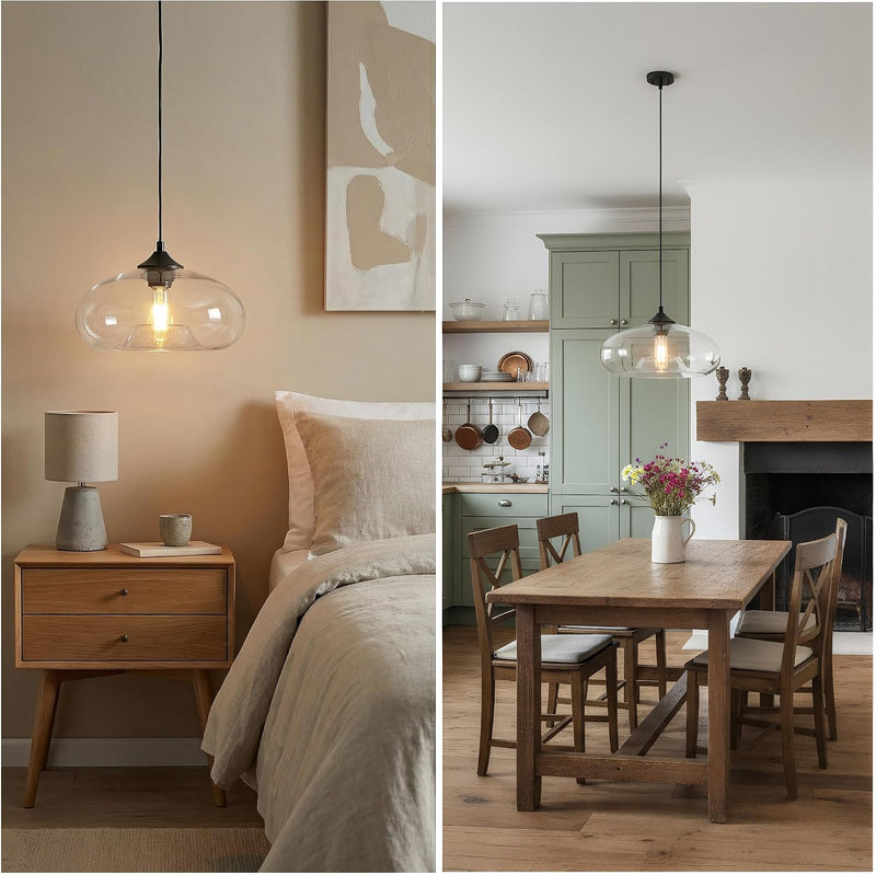 28CM Glass Pendant Light E27 Hanging Ceiling Lamp