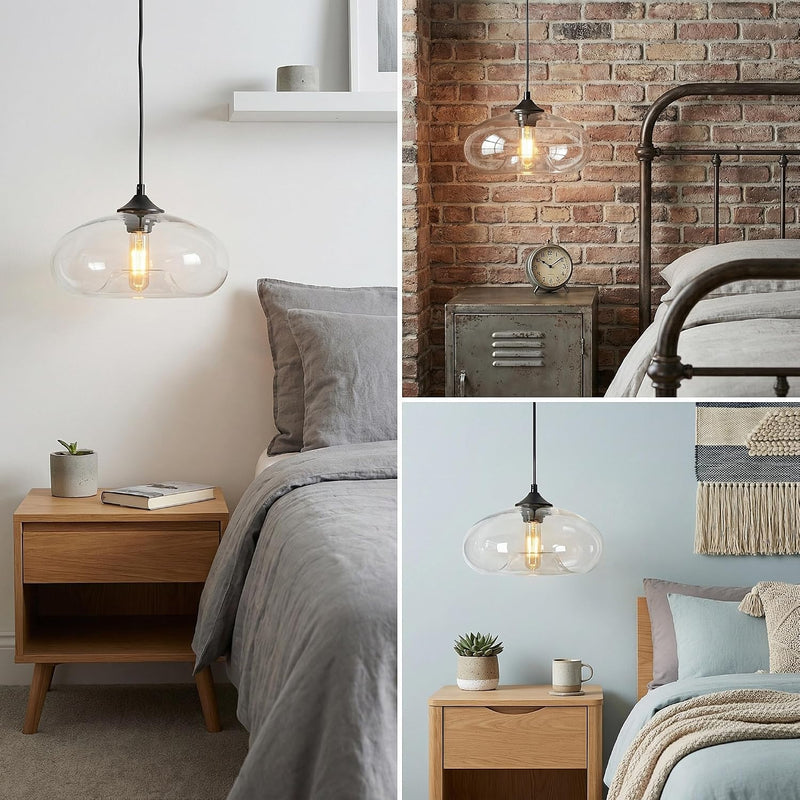 28CM Glass Pendant Light E27 Hanging Ceiling Lamp