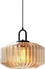 28CM Vintage Industrial Ribbed Dome Glass Pendant Light