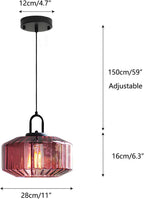 28CM Vintage Industrial Ribbed Dome Glass Pendant Light