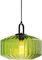 28CM Vintage Industrial Ribbed Dome Glass Pendant Light