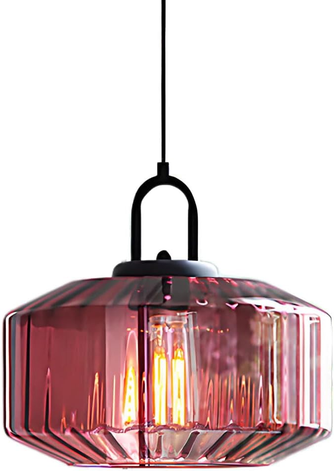 28CM Vintage Industrial Ribbed Dome Glass Pendant Light