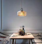 28CM Vintage Industrial Ribbed Dome Glass Pendant Light