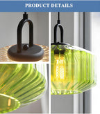 28CM Vintage Industrial Ribbed Dome Glass Pendant Light