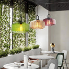 28CM Vintage Industrial Ribbed Dome Glass Pendant Light