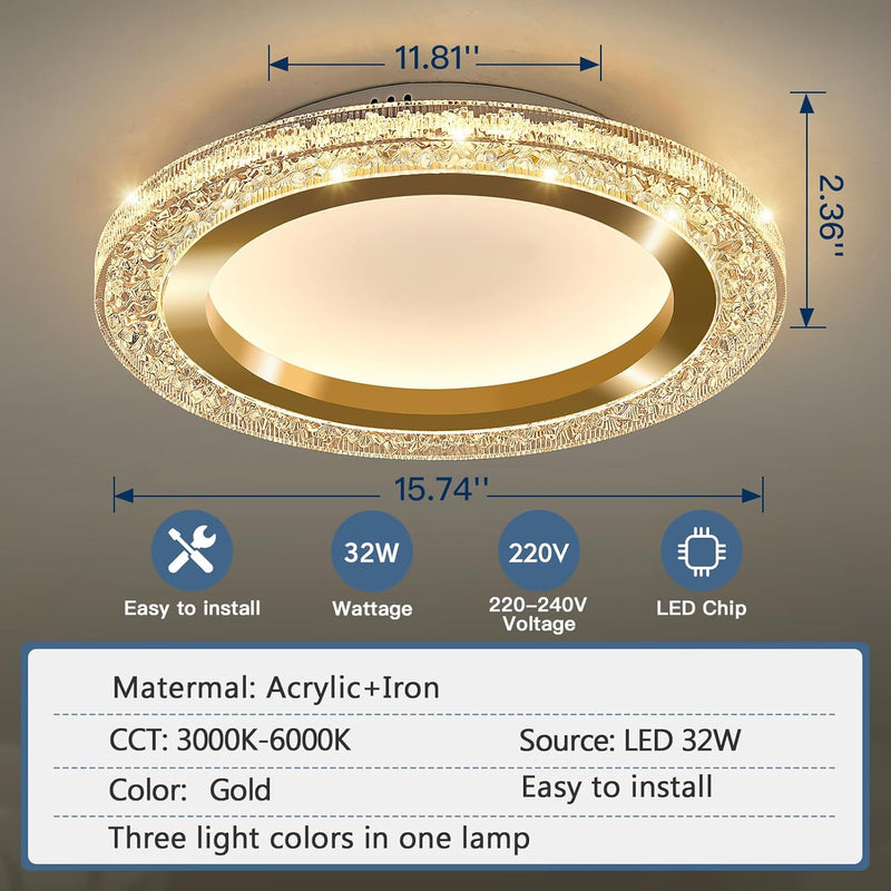 28W LED Flush Mount Ceiling Light 11.81" Modern