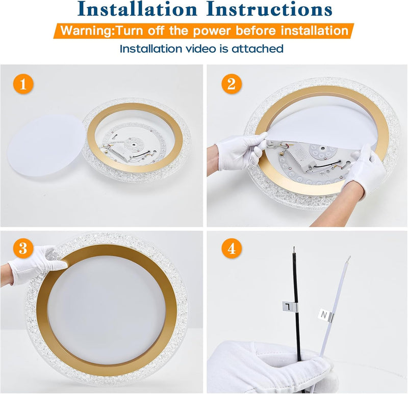 28W LED Flush Mount Ceiling Light 11.81" Modern