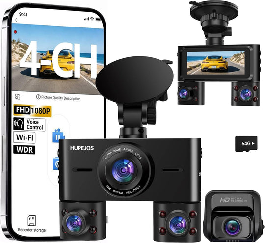 2K 4 Channel Dash Cam Front and Rear