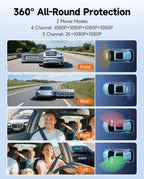 2K 4 Channel Dash Cam Front and Rear