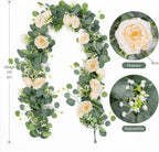 2pcs 6FT Artificial Eucalyptus Flower Garland with Roses