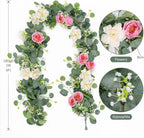 2pcs 6FT Artificial Eucalyptus Flower Garland with Roses