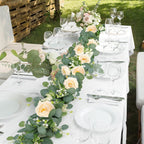 2pcs 6FT Artificial Eucalyptus Flower Garland with Roses
