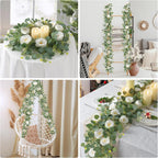 2pcs 6FT Artificial Eucalyptus Flower Garland with Roses