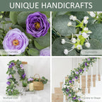 2pcs 6FT Artificial Eucalyptus Flower Garland with Roses