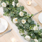 2pcs 6FT Artificial Eucalyptus Flower Garland with Roses