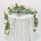 2pcs 6FT Artificial Eucalyptus Flower Garland with Roses