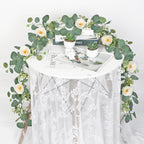2pcs 6FT Artificial Eucalyptus Flower Garland with Roses