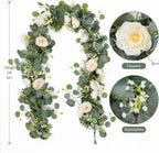 2pcs 6FT Artificial Eucalyptus Flower Garland with Roses