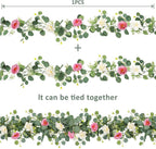 2pcs 6FT Artificial Eucalyptus Flower Garland with Roses