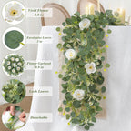 2pcs 6FT Artificial Eucalyptus Flower Garland with Roses