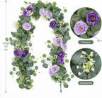 2pcs 6FT Artificial Eucalyptus Flower Garland with Roses