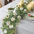 2pcs 6FT Artificial Eucalyptus Flower Garland with Roses