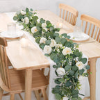 2pcs 6FT Artificial Eucalyptus Flower Garland with Roses