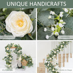 2pcs 6FT Artificial Eucalyptus Flower Garland with Roses