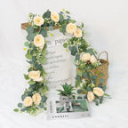 2pcs 6FT Artificial Eucalyptus Flower Garland with Roses