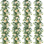 2pcs 6FT Artificial Eucalyptus Flower Garland with Roses