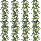 2pcs 6FT Artificial Eucalyptus Flower Garland with Roses