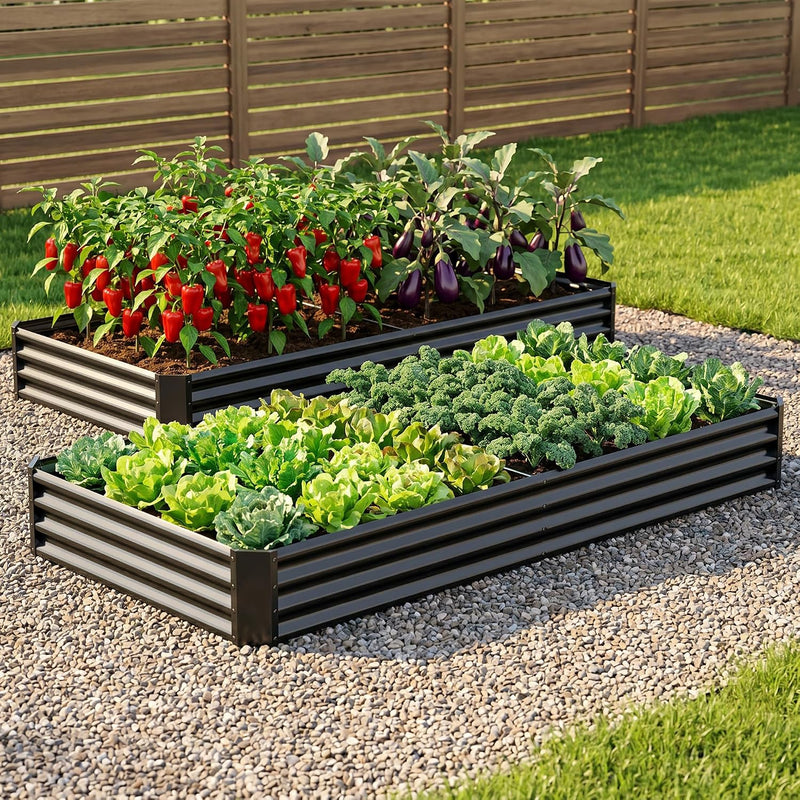 2pcs Metal Galvanized Raised Garden Bed Kit 8 (Set of 2)