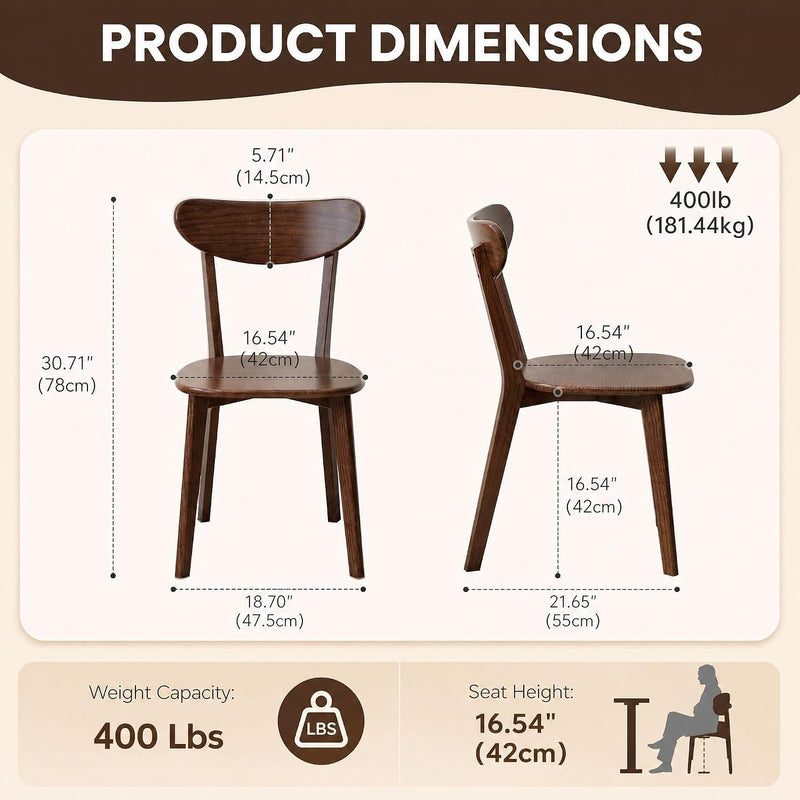 2pcs Modern Solid Dining Chairs Set Upholstered Fabric