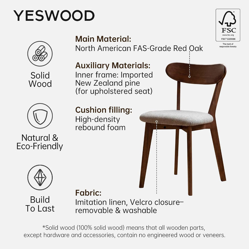 2pcs Modern Solid Dining Chairs Set Upholstered Fabric