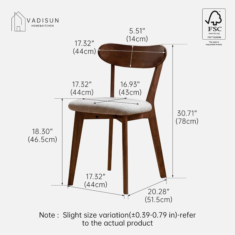 2pcs Modern Solid Dining Chairs Set Upholstered Fabric