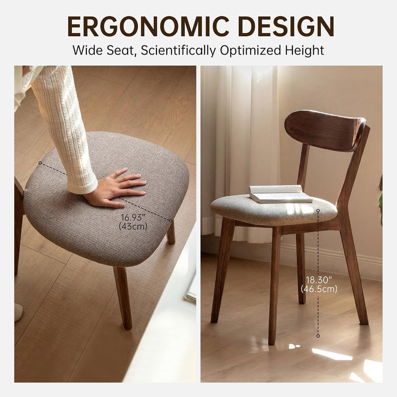2pcs Modern Solid Dining Chairs Set Upholstered Fabric