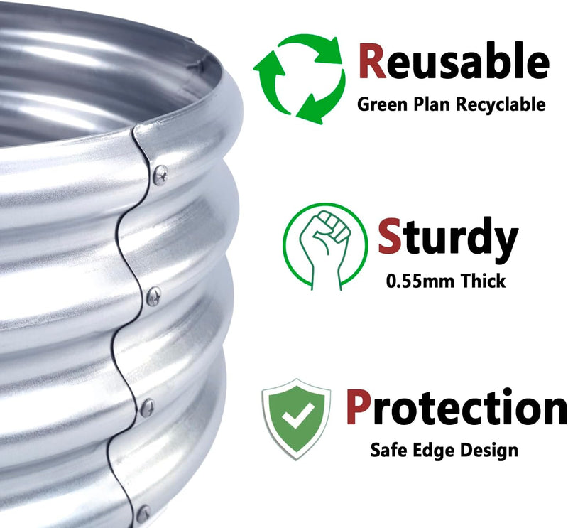 2pcs Raised Garden Bed 2x2x1FT Round Galvanized