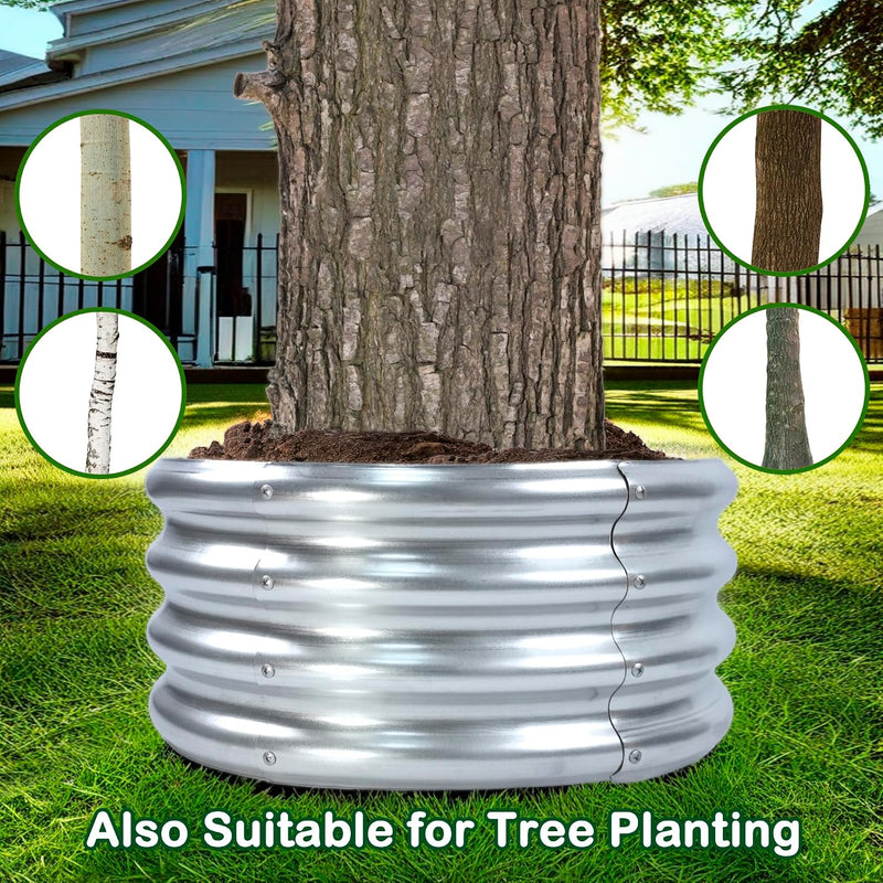 2pcs Raised Garden Bed 2x2x1FT Round Galvanized