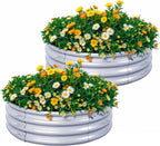 2pcs Raised Garden Bed 3x3x1FT Round Galvanized