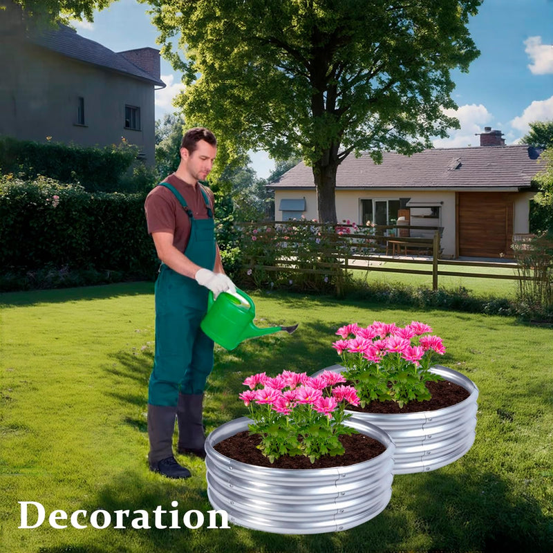 2pcs Raised Garden Bed 3x3x1FT Round Galvanized