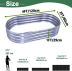 2pcs Raised Garden Bed 4x2x1FT Galvanized Boxes