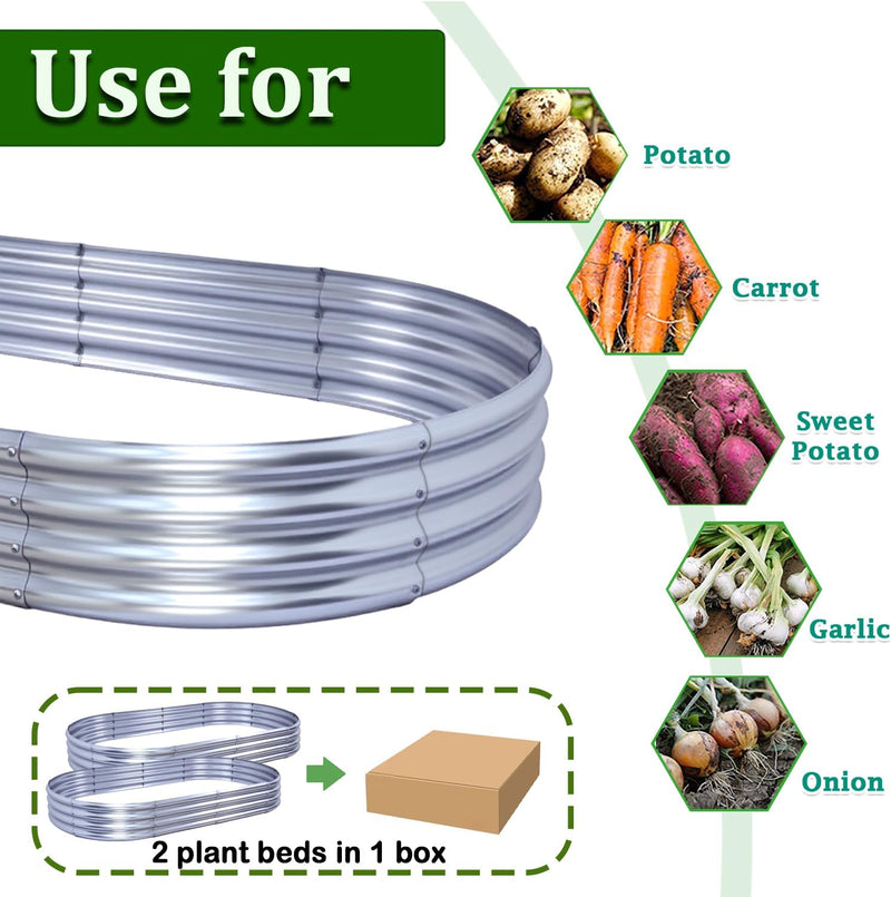 2pcs Raised Garden Bed 4x2x1FT Galvanized Boxes