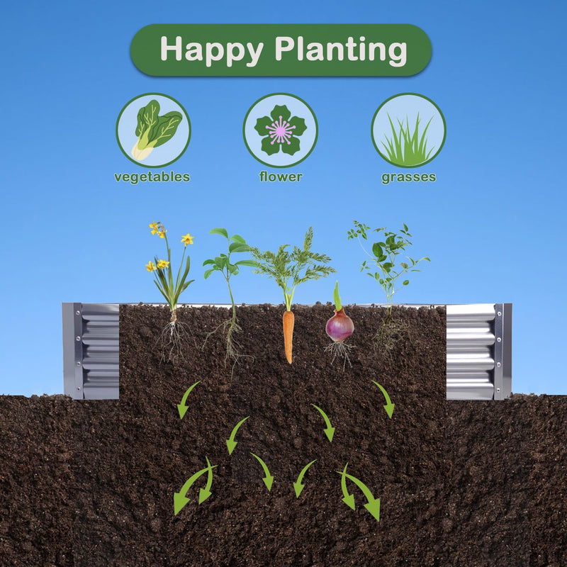 2pcs Raised Garden Bed 4x2x1FT Galvanized Boxes