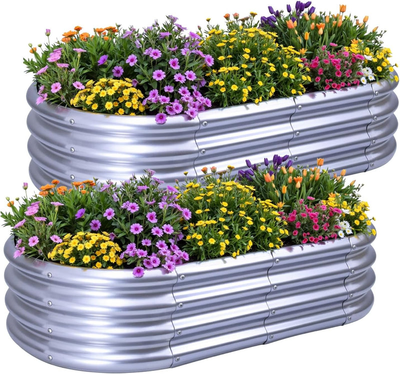 2pcs Raised Garden Bed 4x2x1FT Galvanized Boxes
